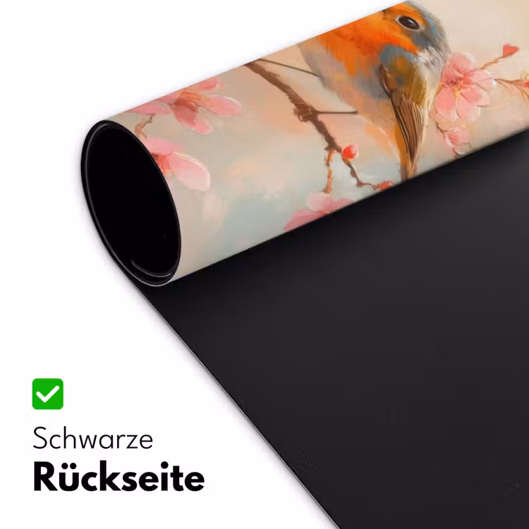 Roodborstjes - Sierlijk - Bloesemtak Muismat XXL klein -ysfeer2_duits