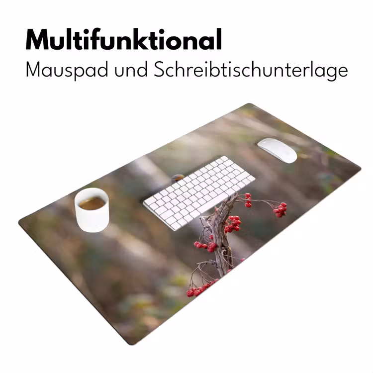 Roodborst - Tak - Bessen - Natuur Muismat XXL klein -ysfeer4_duits