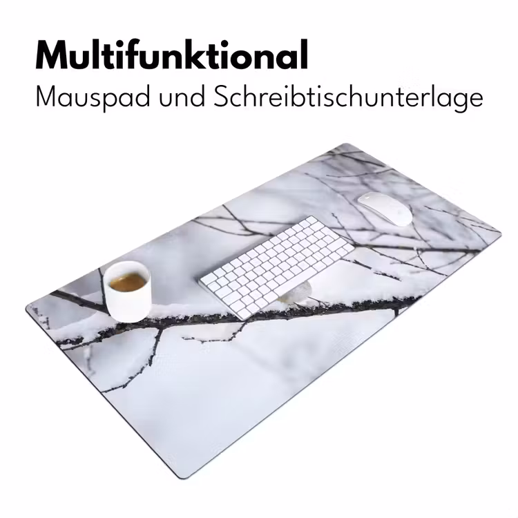Roodborstje - Tak - Sneeuw - Winter - Levendig Muismat XXL klein -ysfeer4_duits