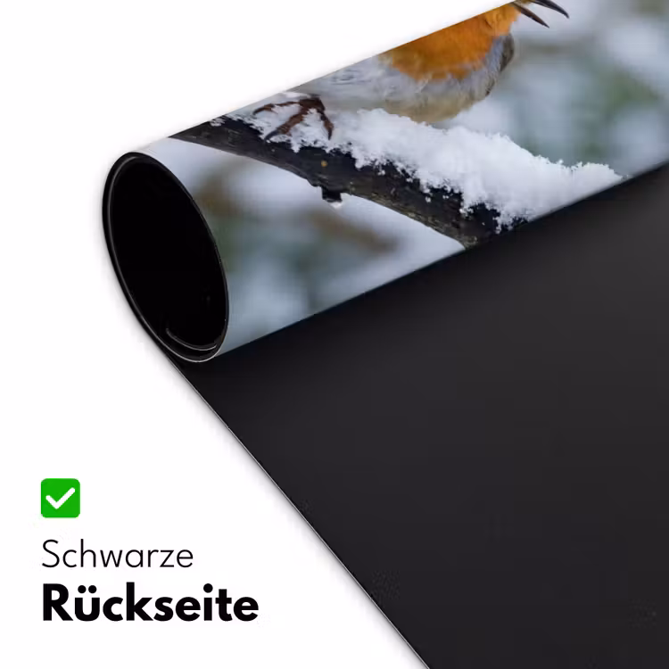 Roodborstje - Tak - Sneeuw - Winter - Levendig Muismat XXL klein -ysfeer2_duits