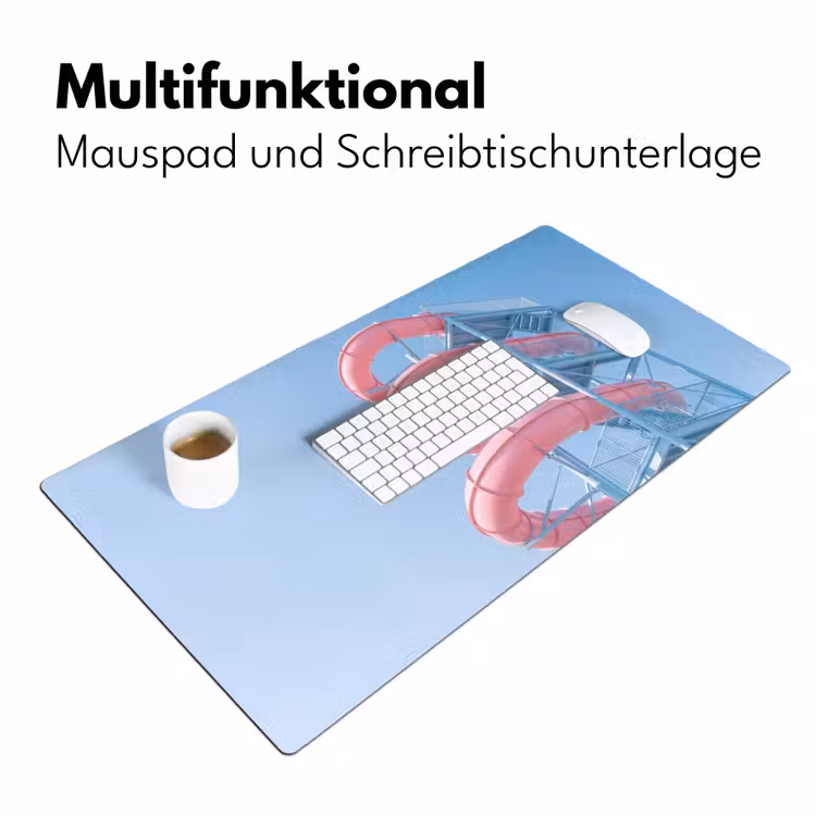 Schreibtischunterlage - Rutsche – Wasserpark – Spirale – Modern – Rosa - Glijbaan - Waterpark - Spiraal - Modern - Roze Muismat XXL klein