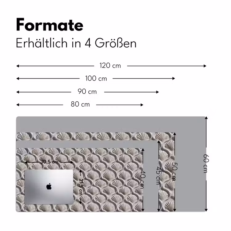 Zand - Schelpenvorm - Grijs Muismat XXL klein 681 -ysfeer5_duits