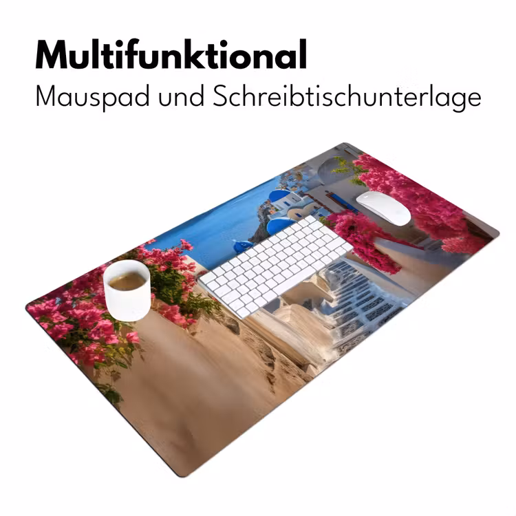 Santorini - Bloemen - Griekenland Muismat XXL klein -ysfeer4_duits