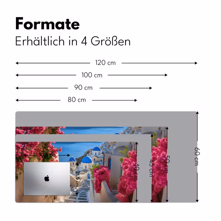 Santorini - Bloemen - Griekenland Muismat XXL klein -ysfeer5_duits