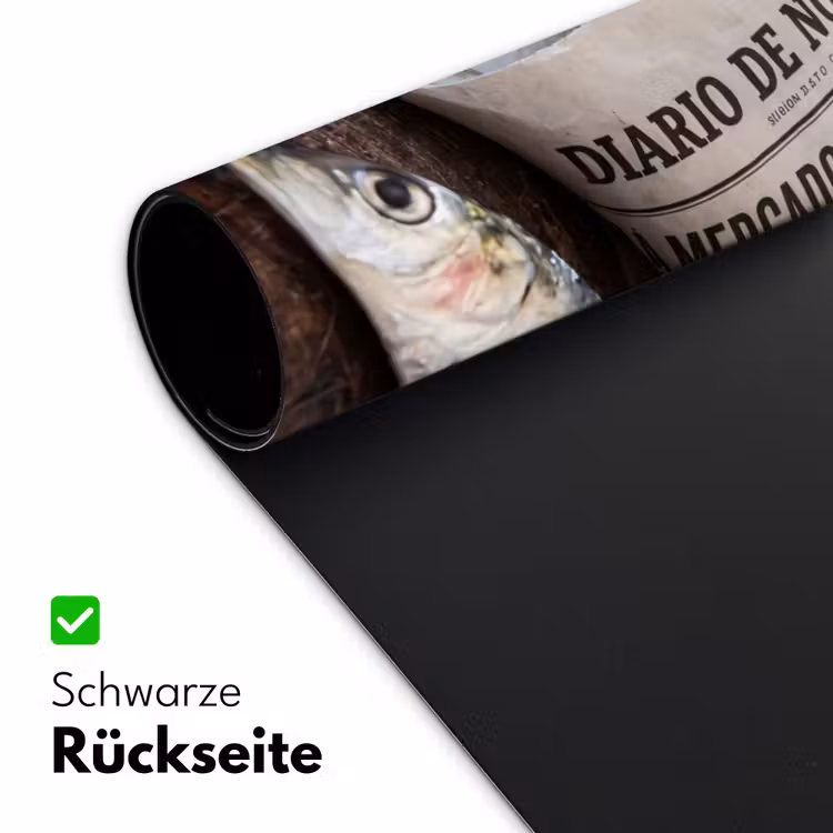 Schreibtischunterlage - Sardine – Zeitung – Schneidebrett - Sardientje - krant - snijplank Muismat XXL klein