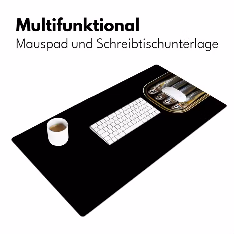 Sardines - Blik - Zwart - Vissen Muismat XXL klein -ysfeer4_duits
