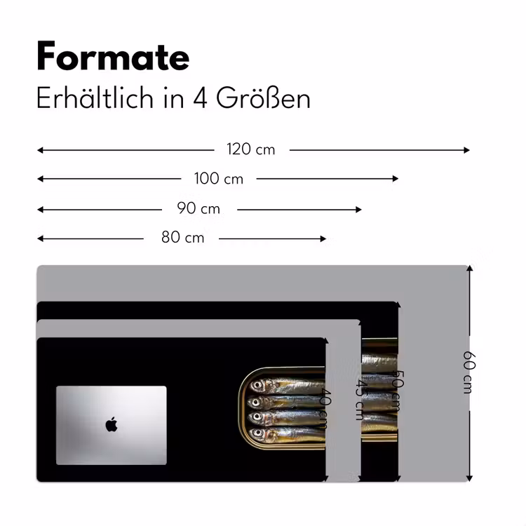 Sardines - Blik - Zwart - Vissen Muismat XXL klein -ysfeer5_duits