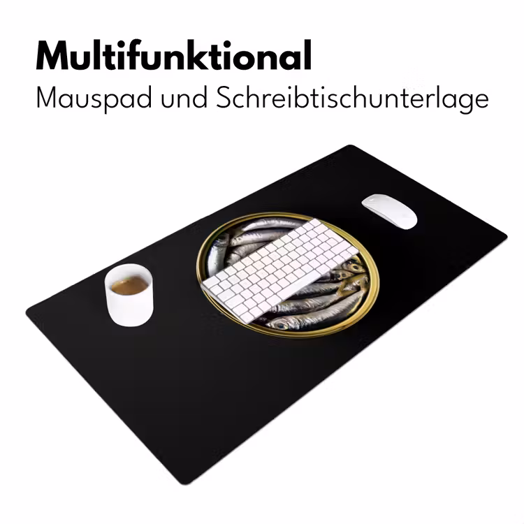 Sardines - Vissen - Rond - Zwart Muismat XXL klein -ysfeer4_duits