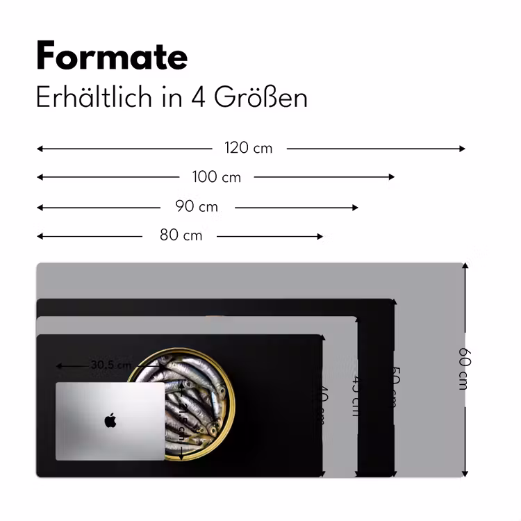 Sardines - Vissen - Rond - Zwart Muismat XXL klein -ysfeer5_duits
