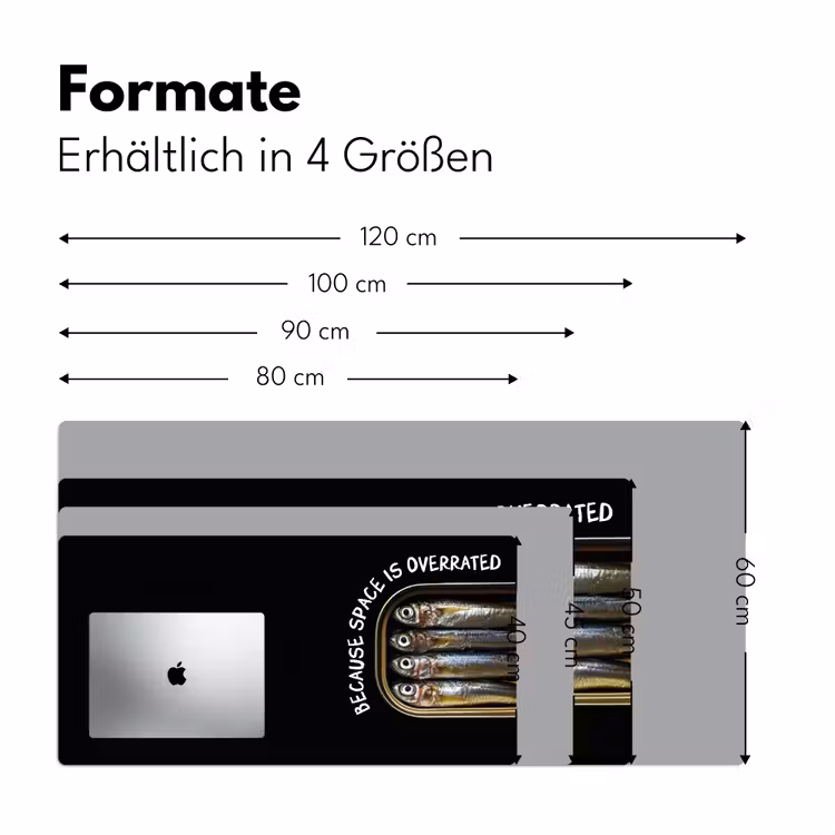 Sardines - Tekst - Vis - Blik Muismat XXL klein -ysfeer5_duits