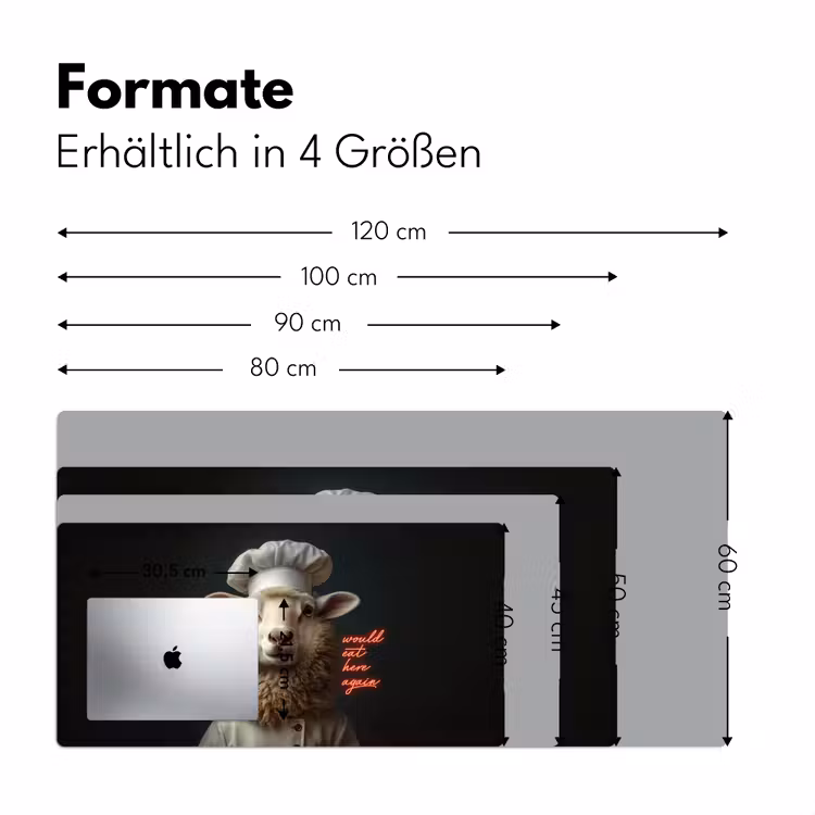 Schaap - Kokskleding - Neon - Quote Muismat XXL klein -ysfeer5_duits