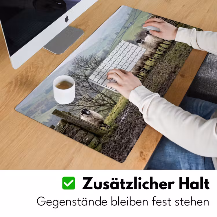 Schapen - Rij - Weide - Dieren - Platteland Muismat XXL klein -ysfeer3_duits
