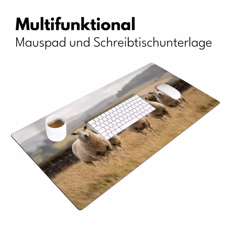 Schapen - Weidenlandschap - Heuvels Muismat XXL klein -ysfeer4_duits