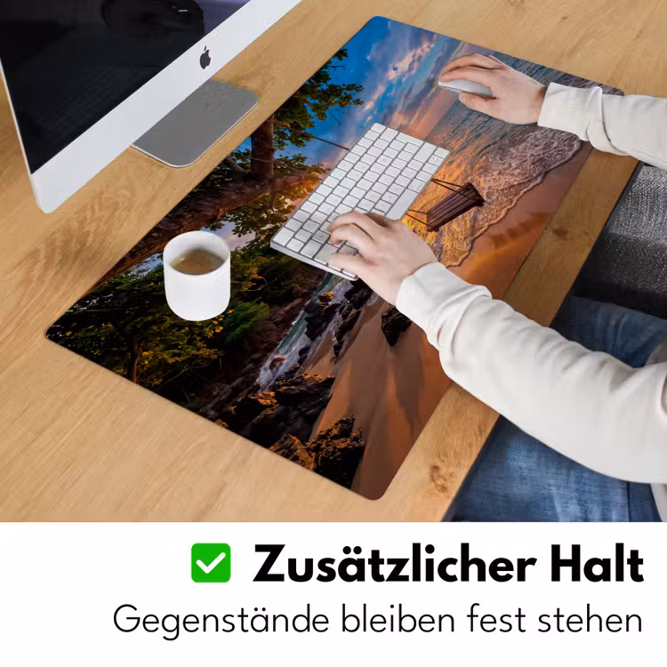 Schommel - Strand - Zonsondergang - Natuur - Oranje Muismat XXL klein -ysfeer3_duits
