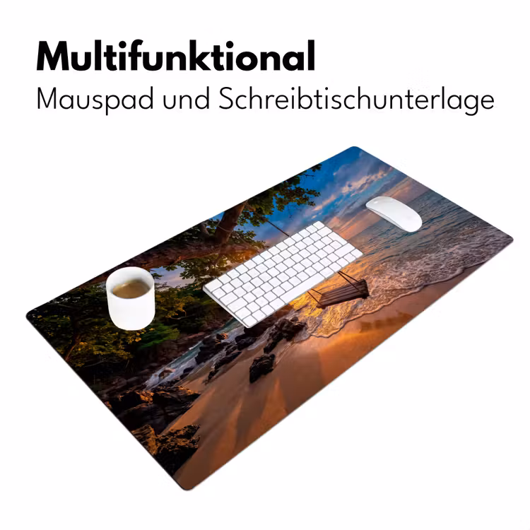 Schommel - Strand - Zonsondergang - Natuur - Oranje Muismat XXL klein -ysfeer4_duits