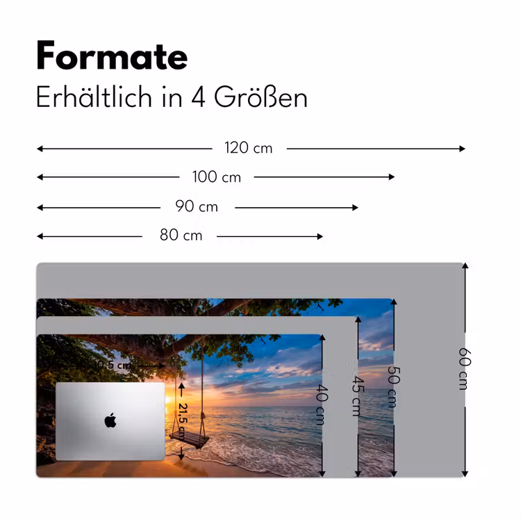Schommel - Strand - Zonsondergang - Natuur - Oranje Muismat XXL klein -ysfeer5_duits