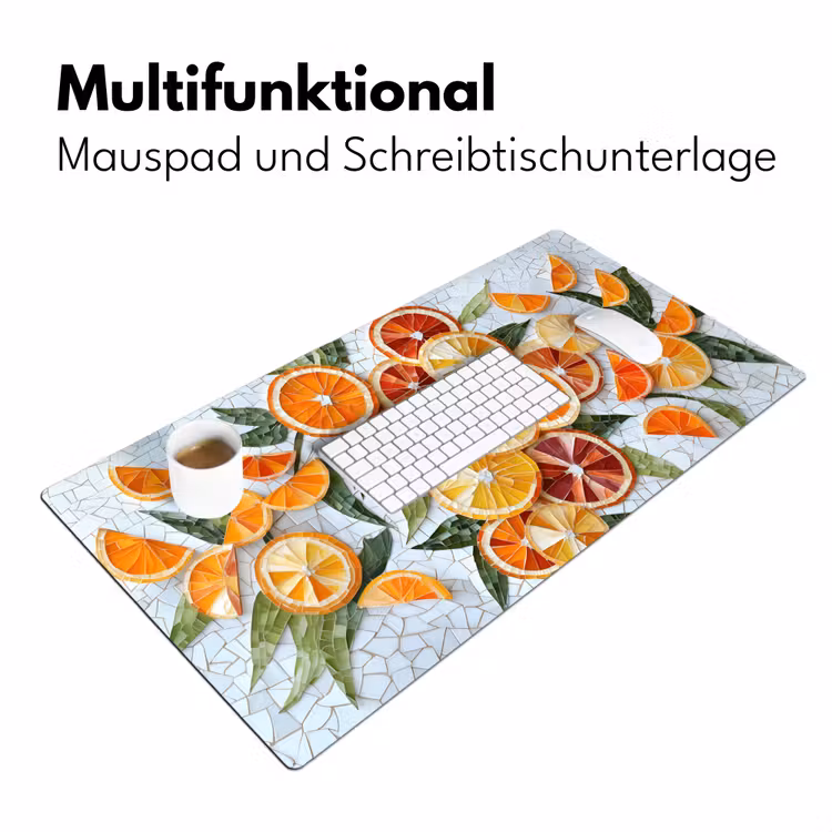 Schijfjes - Fruit - Oranje - Mozaïek Muismat XXL klein -ysfeer4_duits