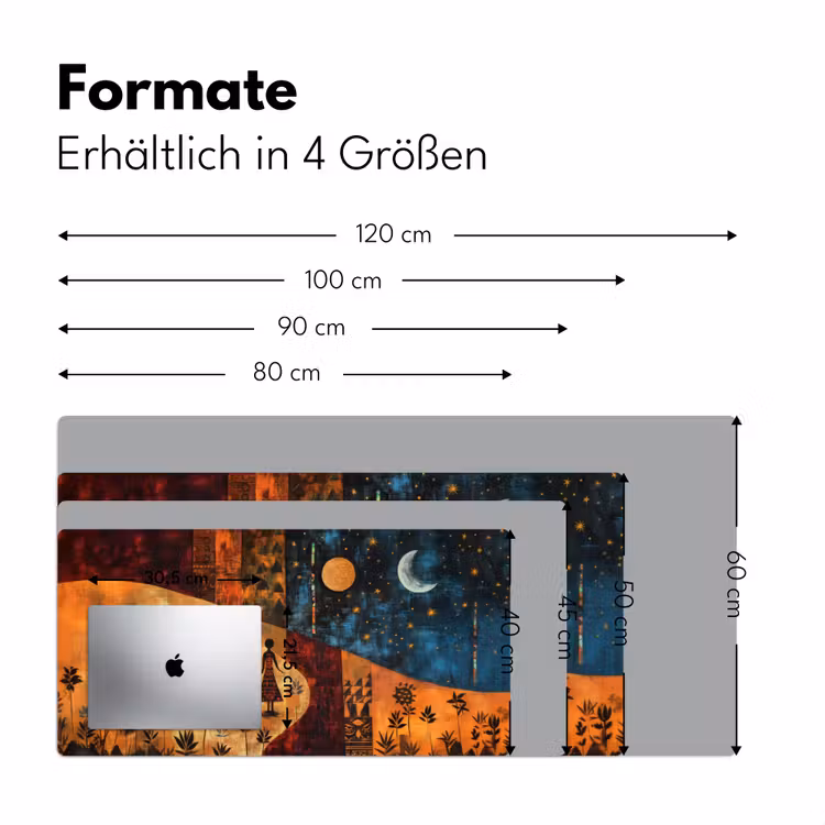 Silhouetten - Abstract - Zon - Maan Muismat XXL klein -ysfeer5_duits