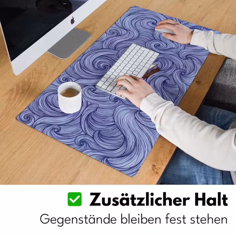 Schip - Golven - Zee - Illustratie - Blauw Muismat XXL klein -ysfeer3_duits