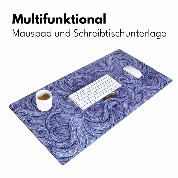 Schip - Golven - Zee - Illustratie - Blauw Muismat XXL klein -ysfeer4_duits