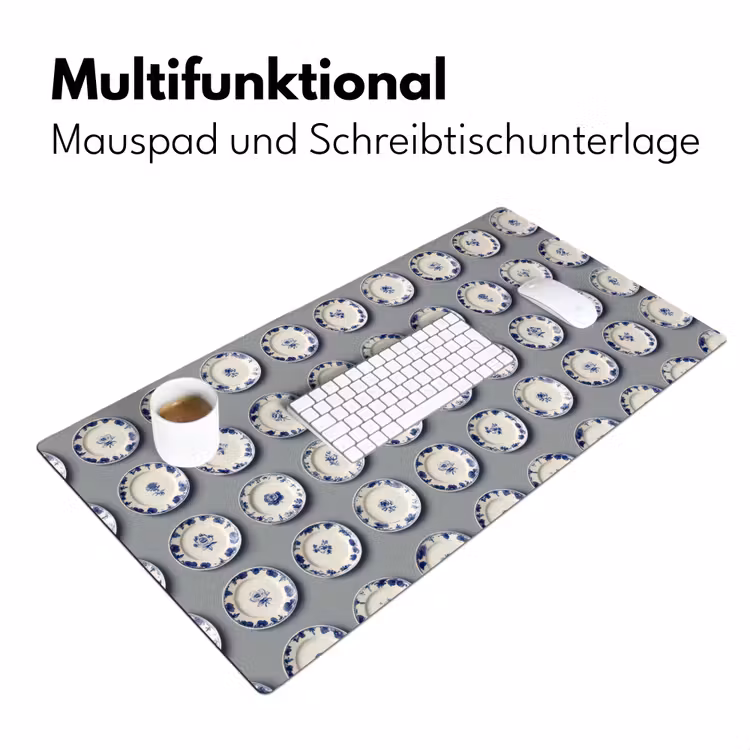 Borden - Bloemen - Blauw - Wit Muismat XXL klein 681 -ysfeer4_duits