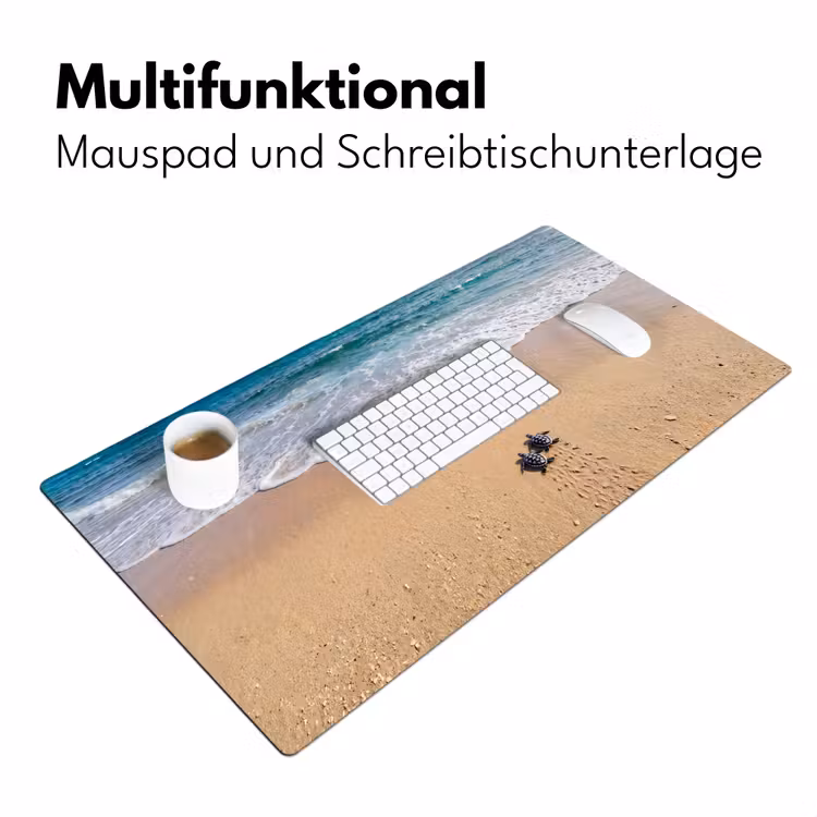 Schildpad - Jong - Strand - Oceaan - Blauw Muismat XXL klein -ysfeer4_duits