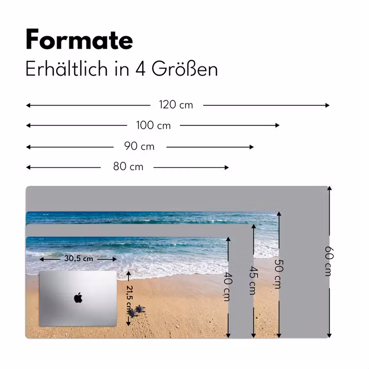 Schildpad - Jong - Strand - Oceaan - Blauw Muismat XXL klein -ysfeer5_duits
