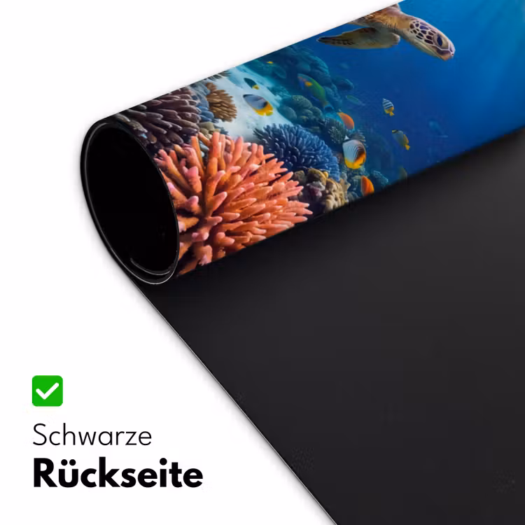 Schildpad - Koraalrif - Oceaan - Dieren - Blauw Muismat XXL klein -ysfeer2_duits