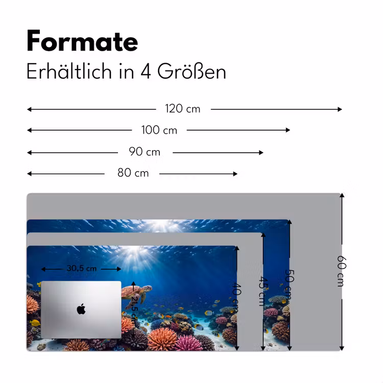 Schildpad - Koraalrif - Oceaan - Dieren - Blauw Muismat XXL klein -ysfeer5_duits