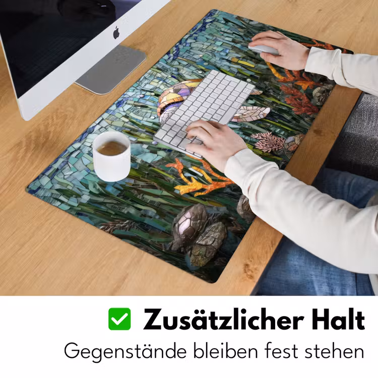 Schildpad - Zeewier - Mozaïek Muismat XXL klein -ysfeer3_duits