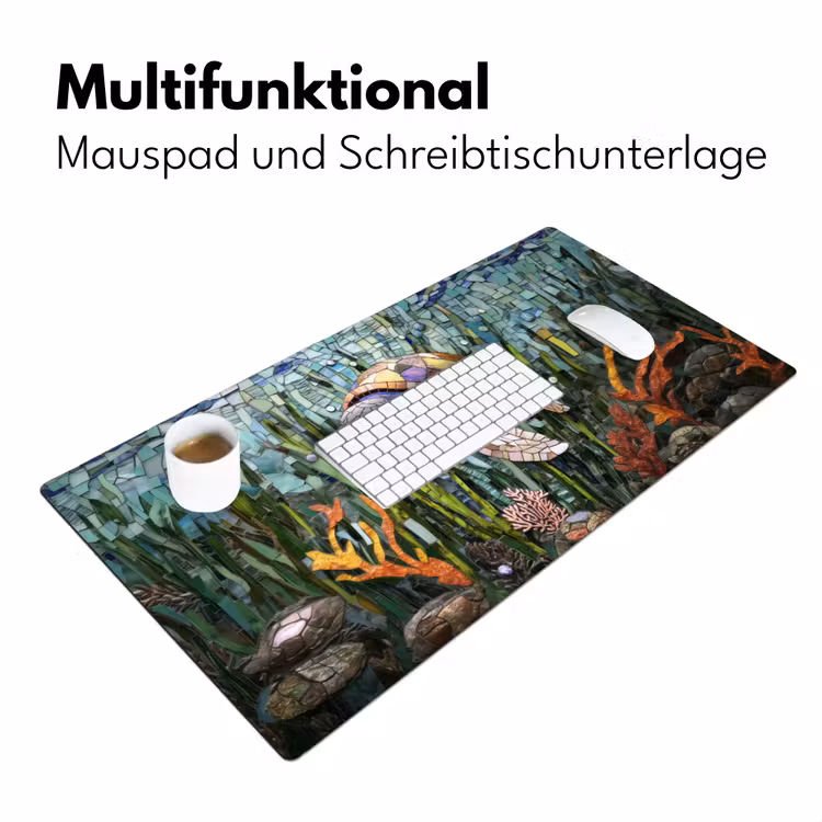Schildpad - Zeewier - Mozaïek Muismat XXL klein -ysfeer4_duits
