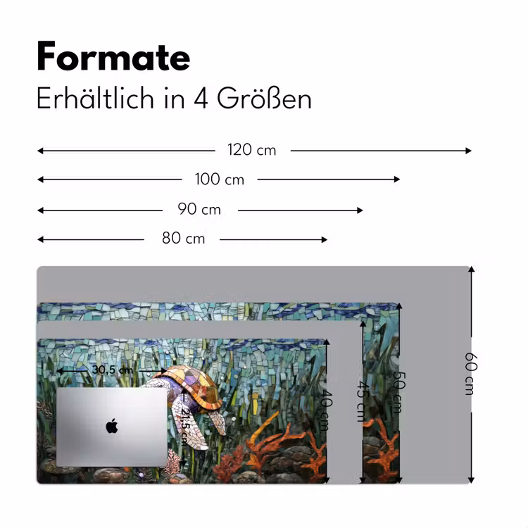Schildpad - Zeewier - Mozaïek Muismat XXL klein -ysfeer5_duits