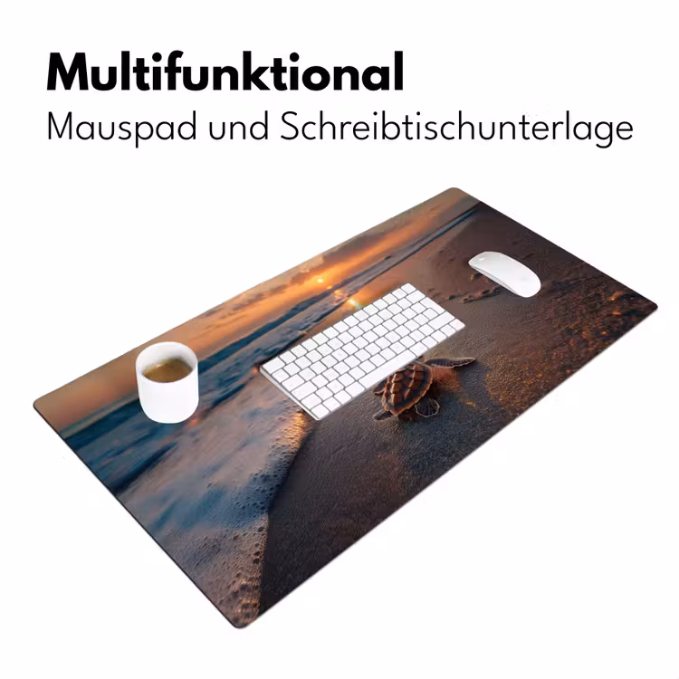 Schildpad - strand - Zonsondergang Muismat XXL klein -ysfeer4_duits