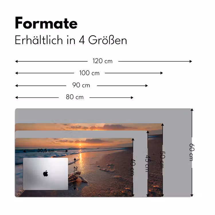 Schildpad - strand - Zonsondergang Muismat XXL klein -ysfeer5_duits