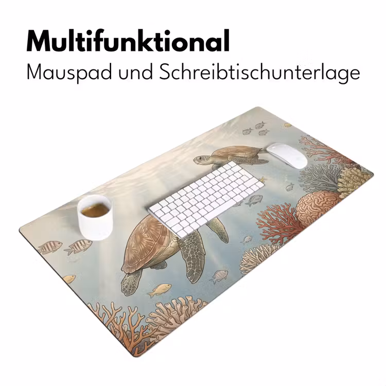 Schildpad - Onderwater - Natuur - Illustratie Muismat XXL klein -ysfeer4_duits