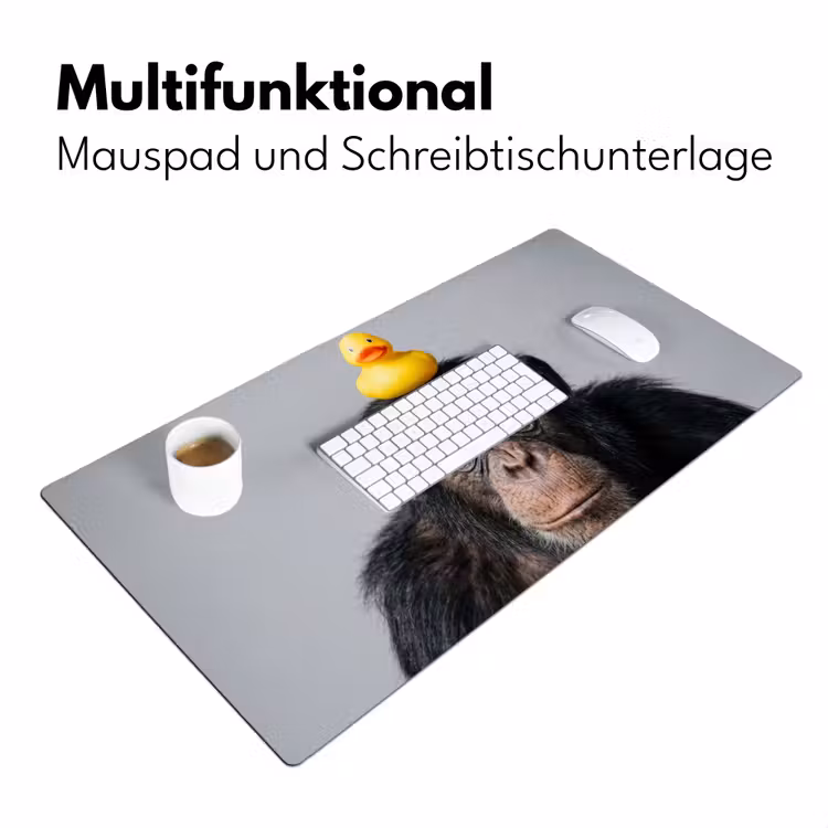 Chimpansee - Badeend - Grijs Muismat XXL klein -ysfeer4_duits