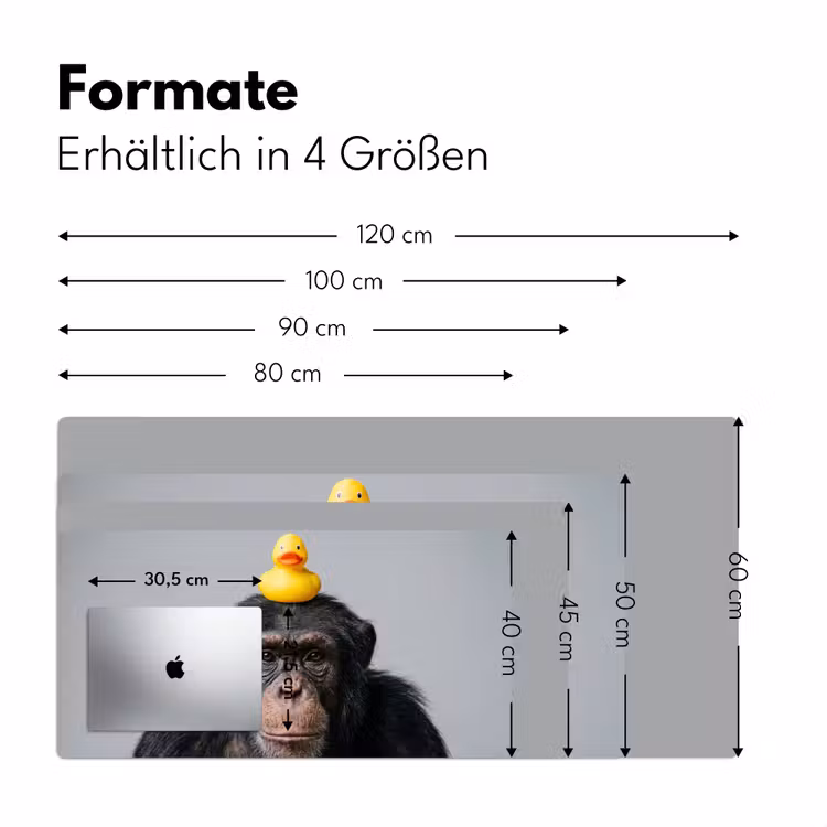 Chimpansee - Badeend - Grijs Muismat XXL klein -ysfeer5_duits