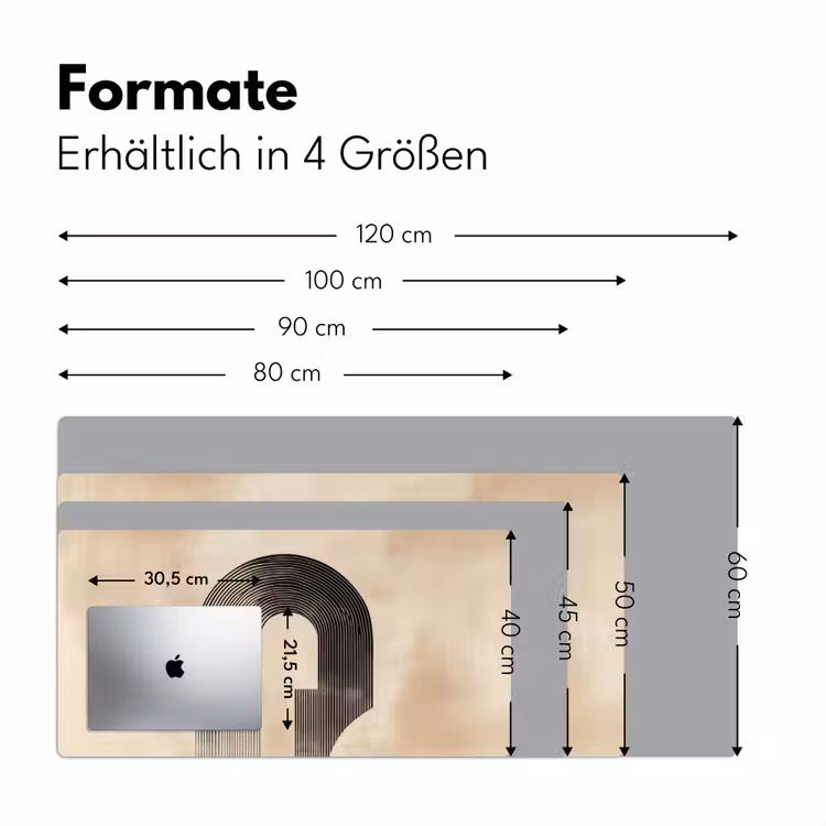 Boog - Strepen - Minimalistisch - Zwart Muismat XXL klein -ysfeer5_duits