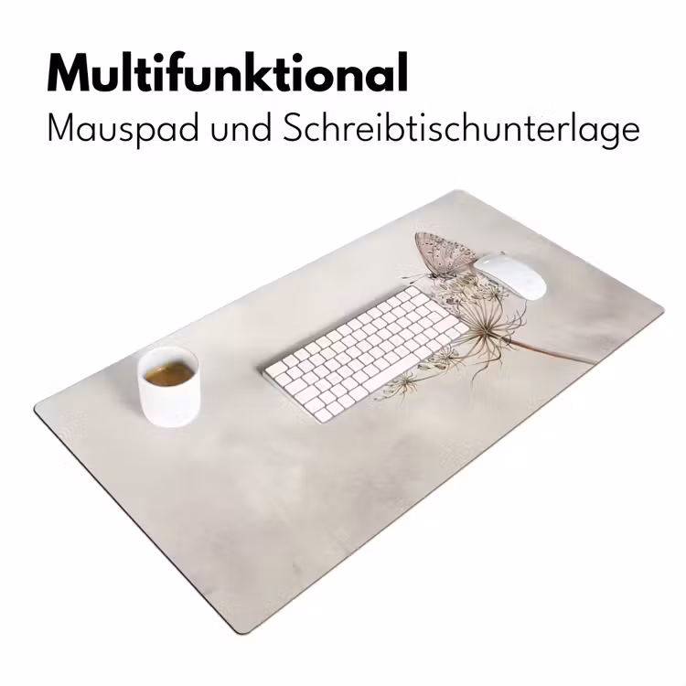 Vlinder - Bloem -Natuur - Beige Muismat XXL klein -ysfeer4_duits