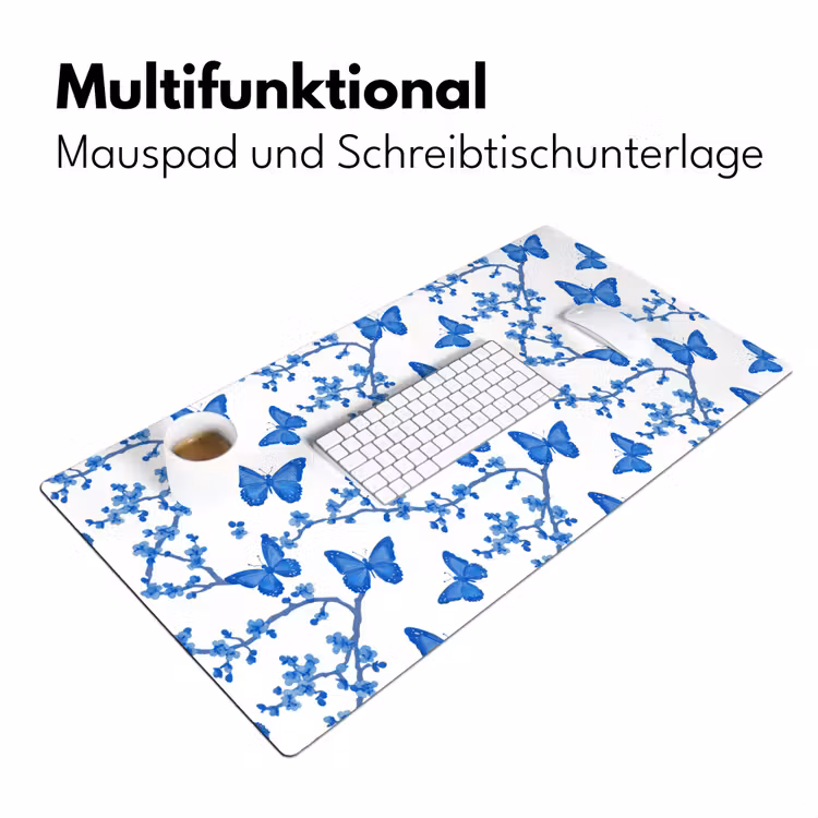Vlinder - Bloemen - Blauw Muismat XXL klein 681 -ysfeer4_duits