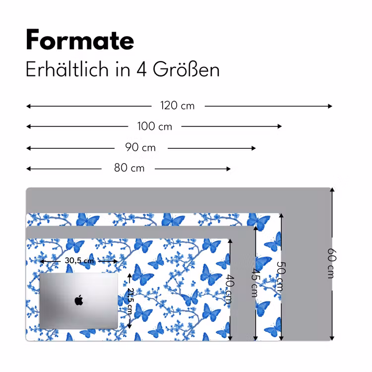 Vlinder - Bloemen - Blauw Muismat XXL klein 681 -ysfeer5_duits