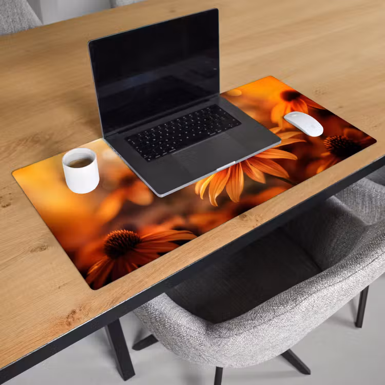 Vlinder - Bloemen - Oranje Muismat XXL klein -sfeer1