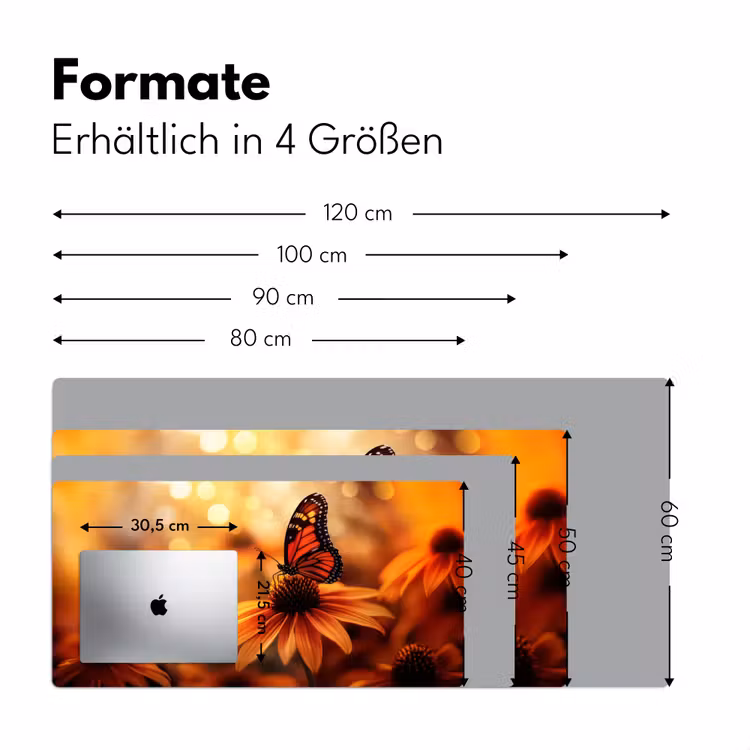 Vlinder - Bloemen - Oranje Muismat XXL klein -ysfeer5_duits