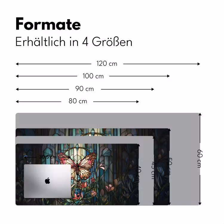 Vlinder - Roze - Bloemen - Bladeren Muismat XXL klein -ysfeer5_duits