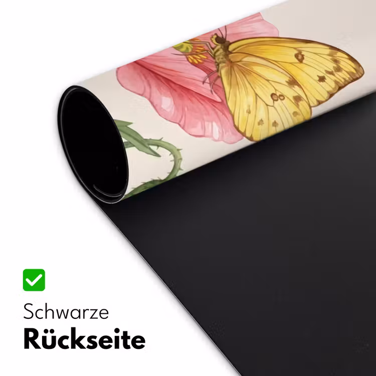 Vlinders - Klaprozen - Illustratie - Kleurrijk Muismat XXL klein -ysfeer2_duits