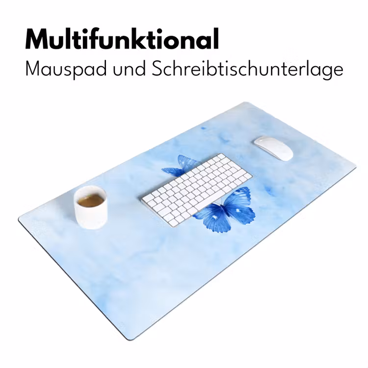 Vlinders - Sierlijk - Blauw Muismat XXL klein -ysfeer4_duits