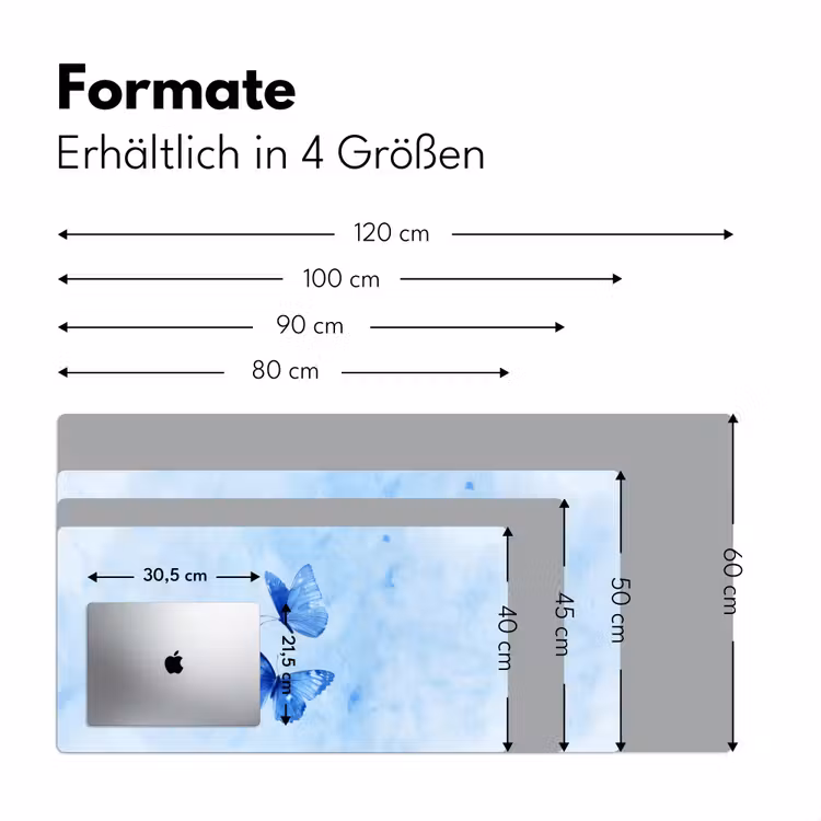Vlinders - Sierlijk - Blauw Muismat XXL klein -ysfeer5_duits