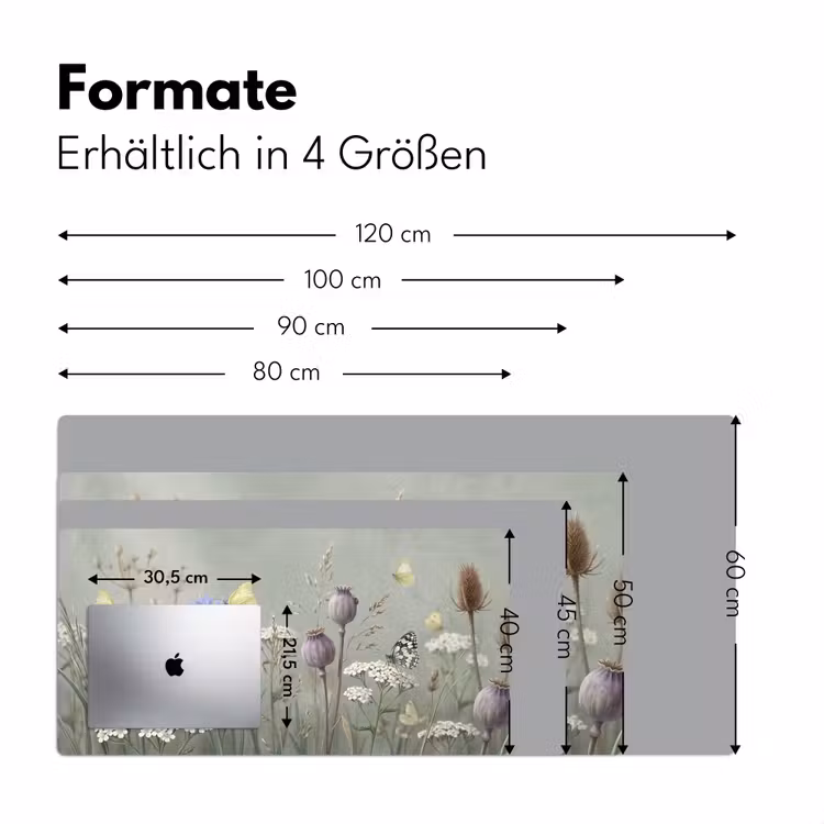 Vlinders - Wildbloemen - Illustratie - Kleurrijk Muismat XXL klein -ysfeer5_duits
