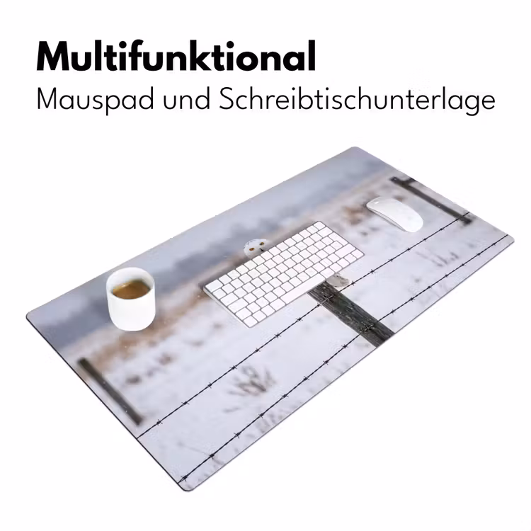 Sneeuwuil - Hek - Sneeuw - Wit Muismat XXL klein -ysfeer4_duits