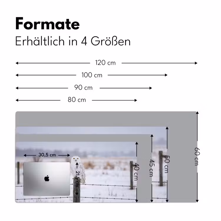 Sneeuwuil - Hek - Sneeuw - Wit Muismat XXL klein -ysfeer5_duits